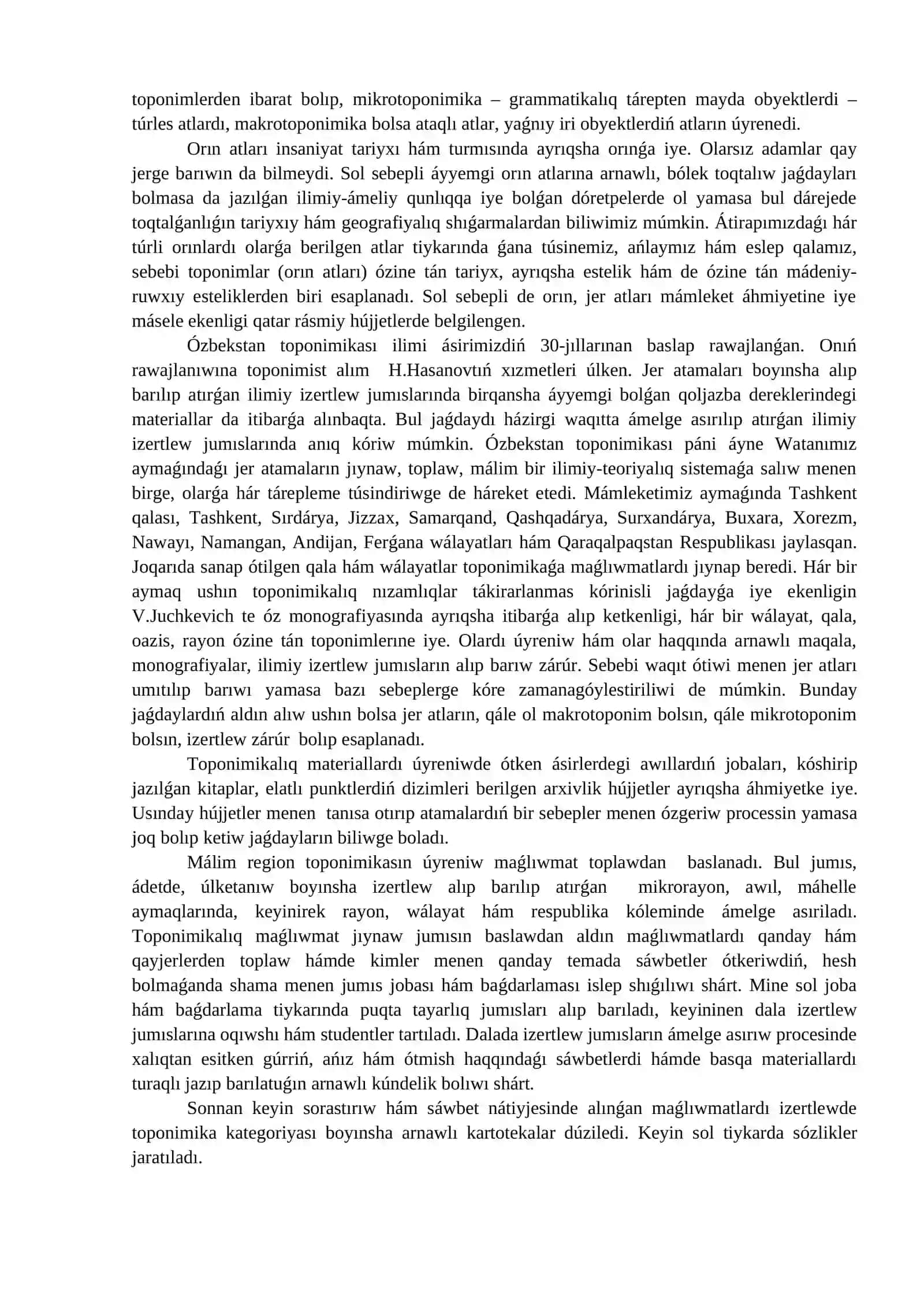TOPONIMIKA ÚLKE TARIYXÍN ÚYRENIWDE TIYKARǴÍ DEREKLERDIŃ BIRI SÍPATINDA 2
