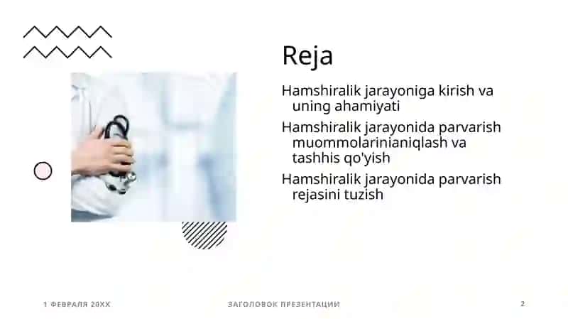 Hamshiralik jarayoni sxemasi va ularning umumiy xarakteristikasi 2