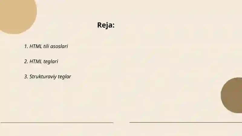 web sahifa. HTML tili 2