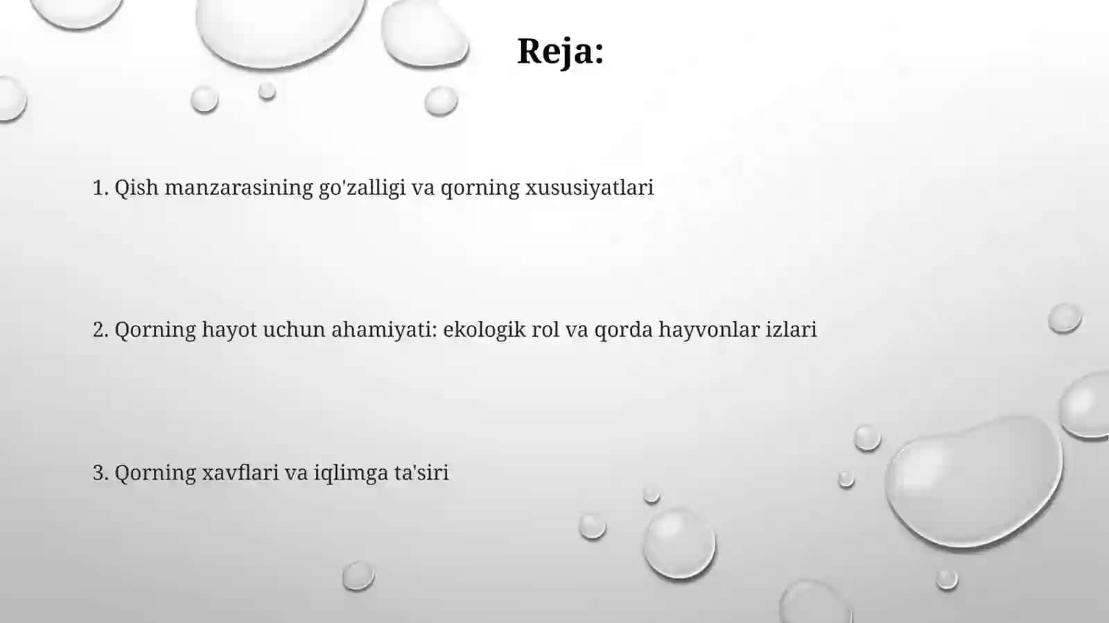 Qishki manzara, qorning xususiyati haqida suhbat 2