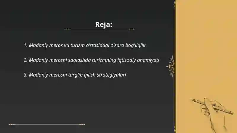 Turizmda madaniy merosni saqlash va targ'ib qilishdagi ahamiyati 2