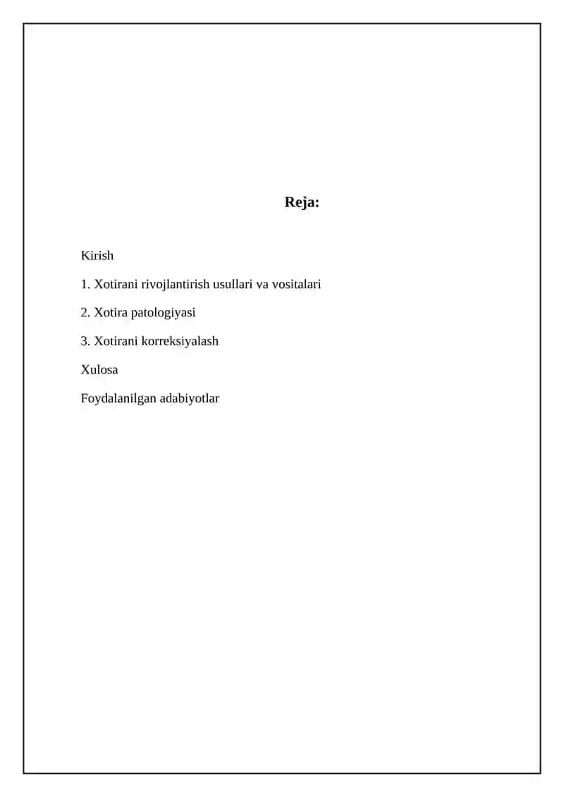 Xotirani rivojlantirish usullari va vositalari 2