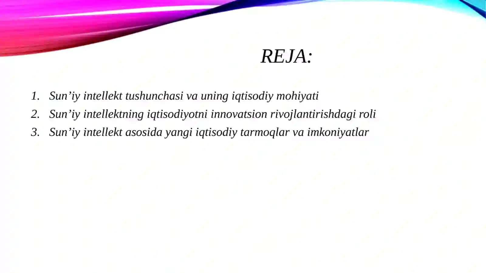 Sun’iy intellekt-iqtisodiyotni innovatsion rivojlantirish omili sifatida 2