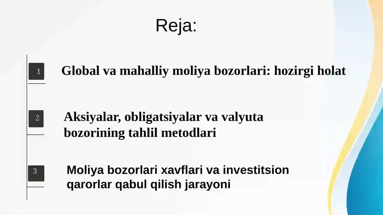 Moliya bozorlari tahlili 2