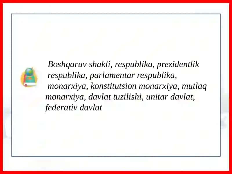 Mamlakatlarning boshqaruv shaklari va davlat tuzilishi 2