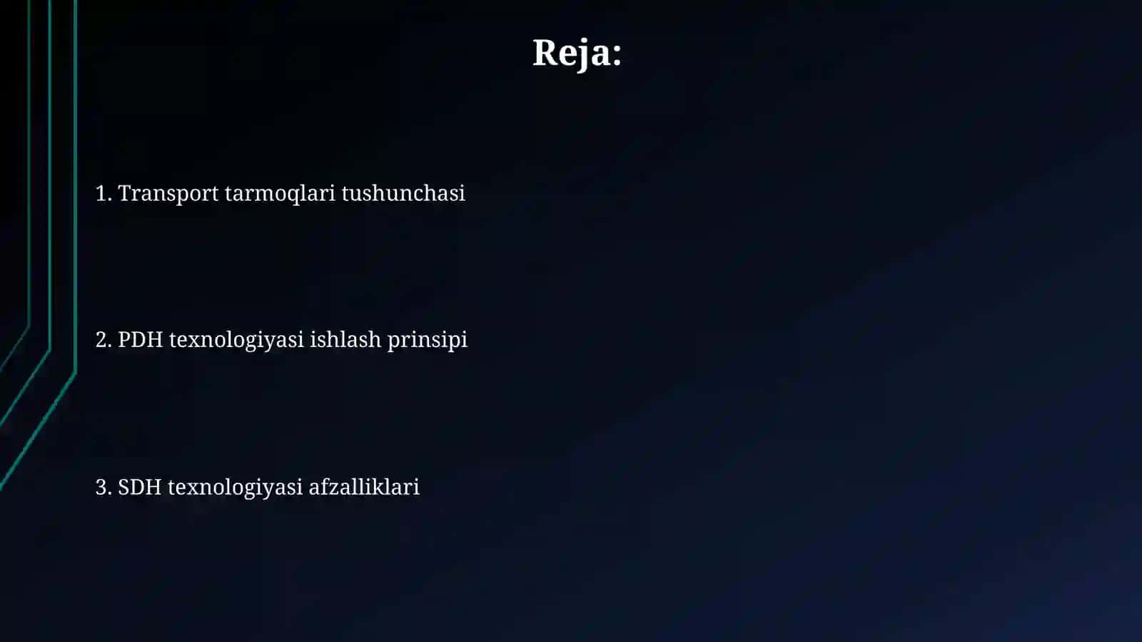 Transport tarmoqlarida qo‘llaniladigan protokollar va texnologiyalar: PDH, SDH texnologiyasida ishlash 2