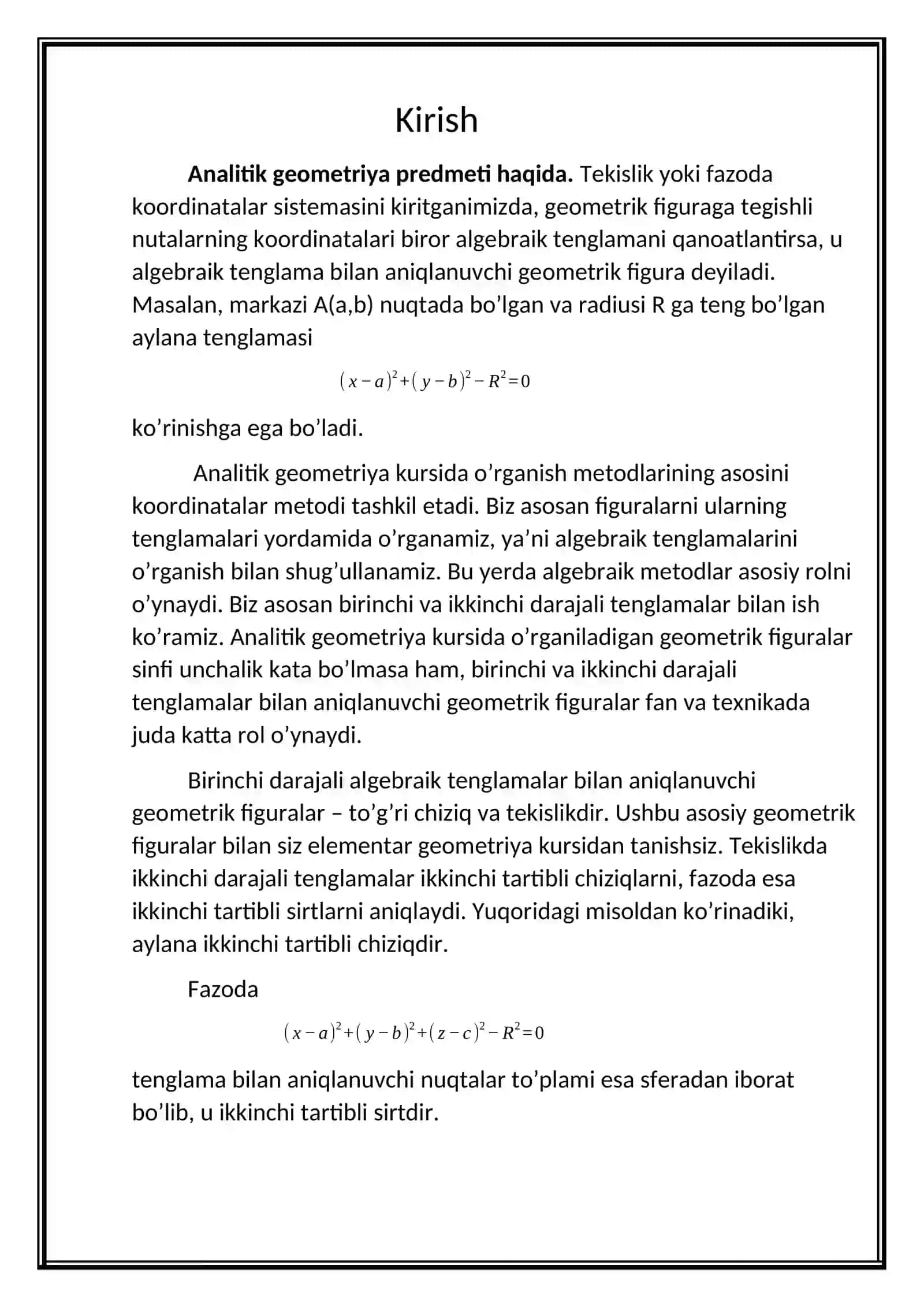 Fazoda Koordinatalar Metodi 2