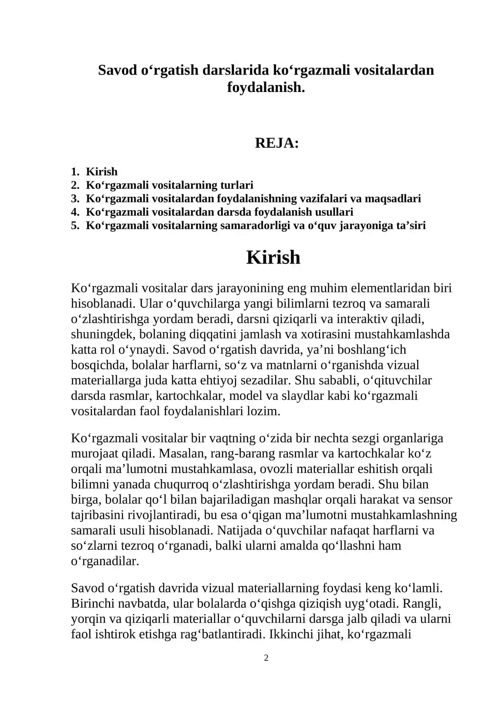 Savod o‘rgatish darslarida ko‘rgazmali vositalardan foydalanish 2