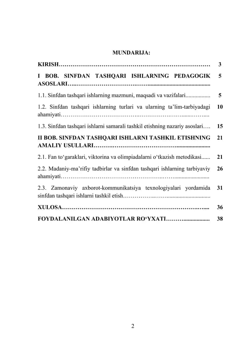 Sinfdan tashqari ishlarning turlari va ularni tashkil etish usullari 2