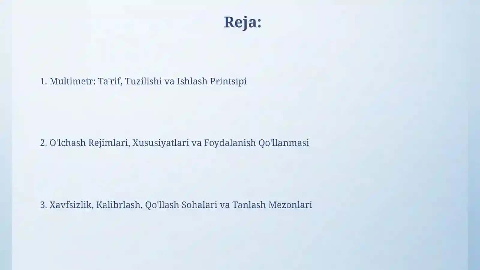 Multimetr (Raqamli o'lchash asbobi) 2