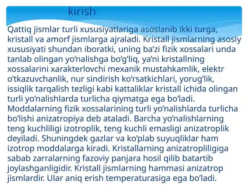 Izotrop va anizotrop kristallar va ularning optik xossalari 2