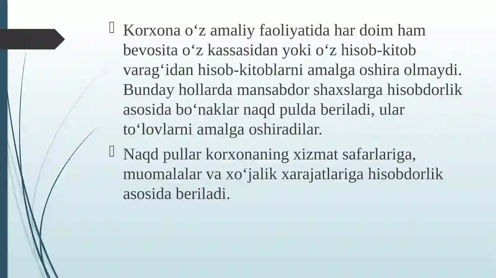 Хodimlarga berilgan bo‘naklar, byudjetga va maqsadli jamg’armalarga o’tkazilgan bo‘naklar bo‘yicha hisoblashishlar 2