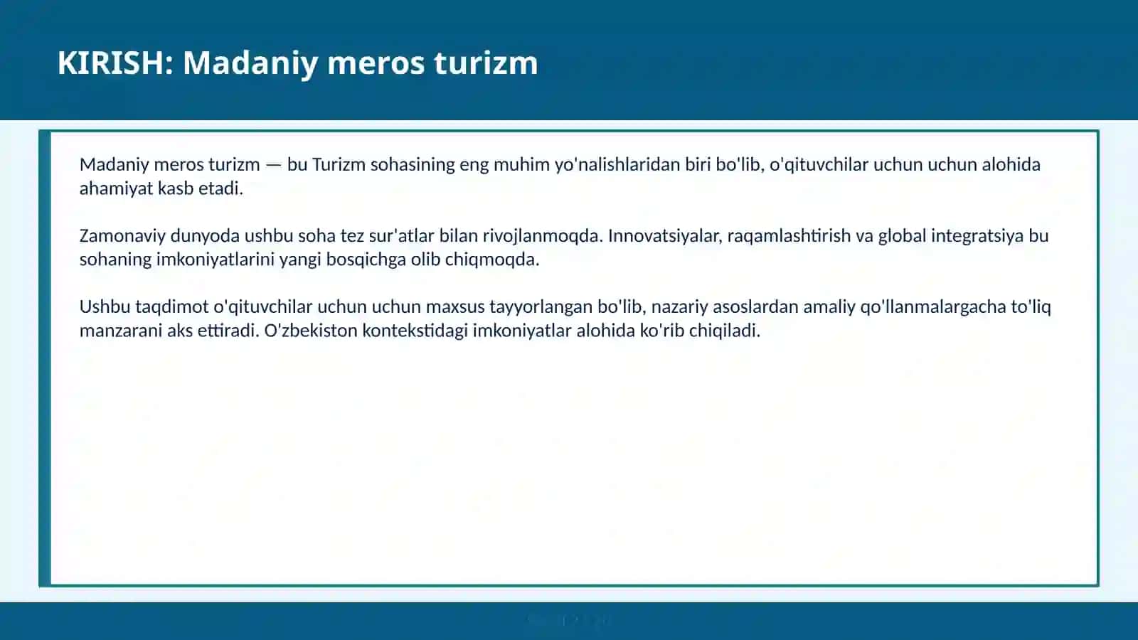 Madaniy meros turizm 2