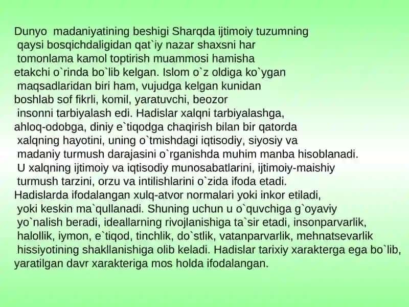 Ta`lim - tarbiyada hadislarning mohiyati 2