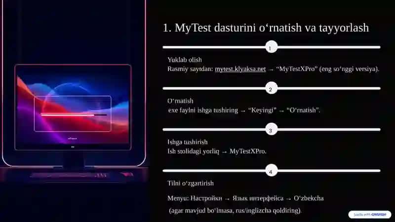 MyTest dasturi yordamida testlar yaratish bo'yicha qo'llanma 2