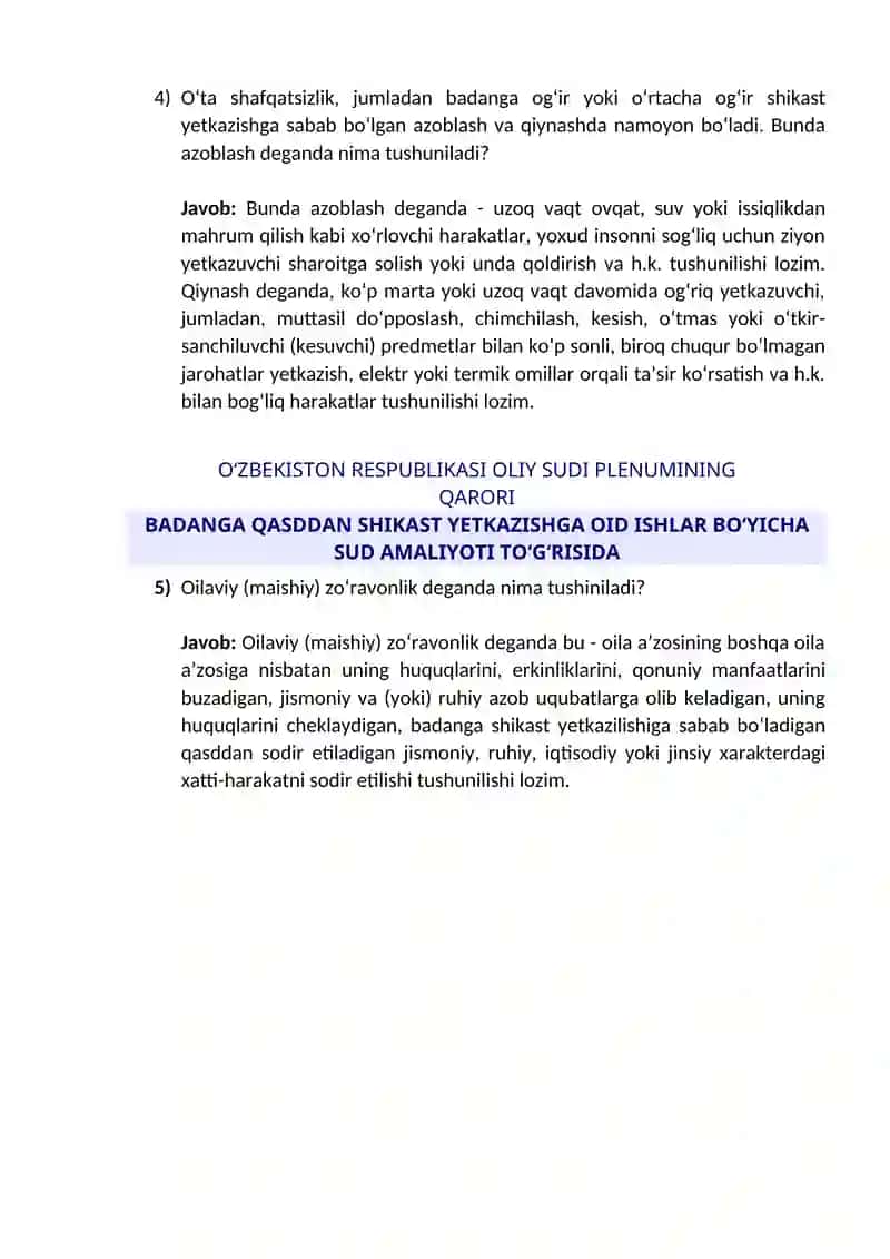 O'zbekiston Respublikasi Oliy Sudi Plenumi Qarori 2