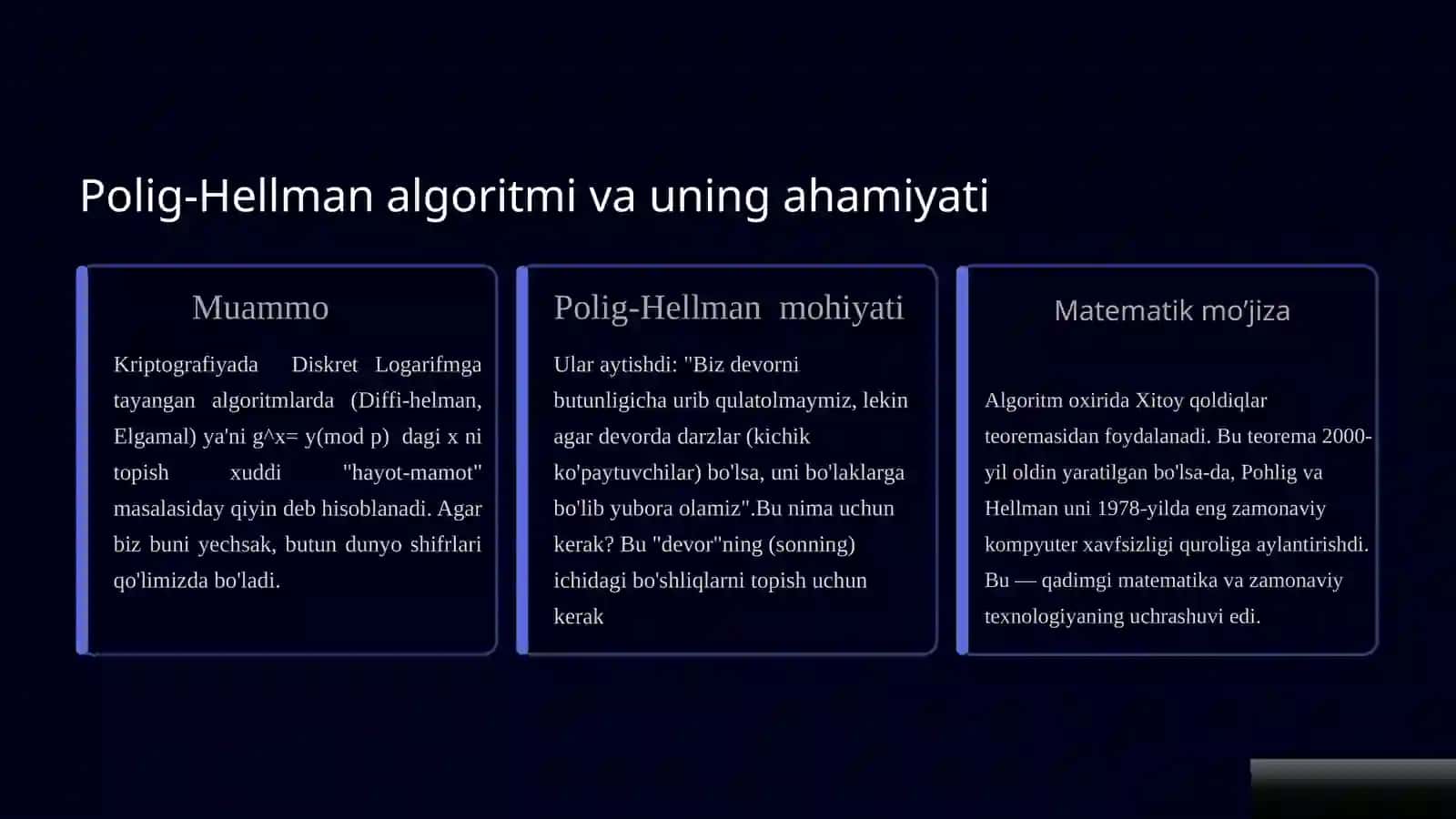 Polig-Hellman Assimetrik Shifrlash Algoritmi 2