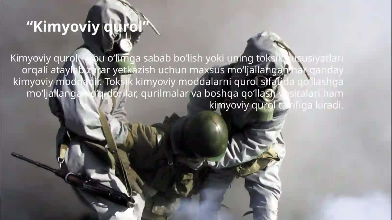 Kimyoviy qurol. Zaharli moddalarning tasnifi. Kimyoviy vaziyatni baholash 2