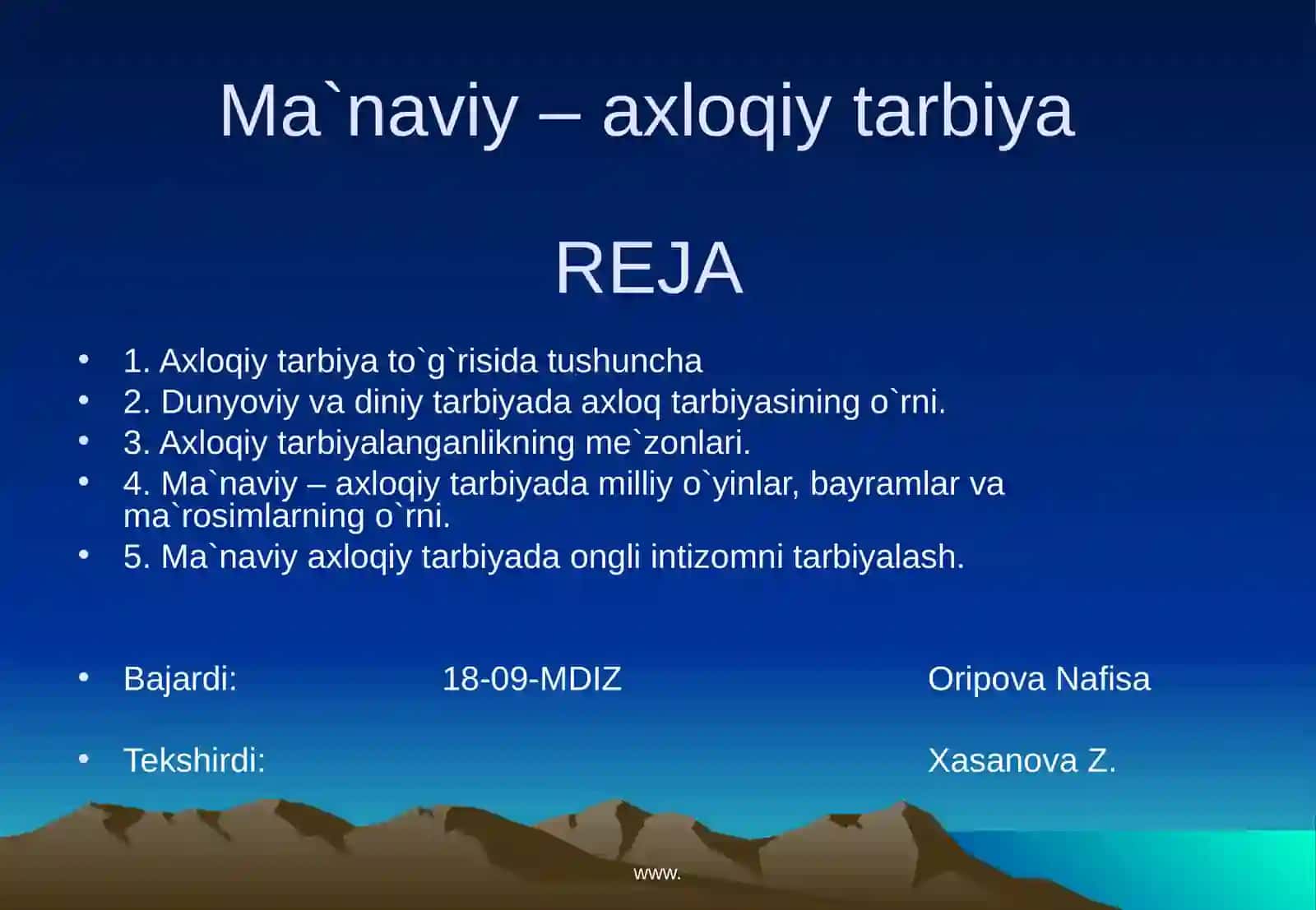 Ma`naviy – axloqiy tarbiya 2