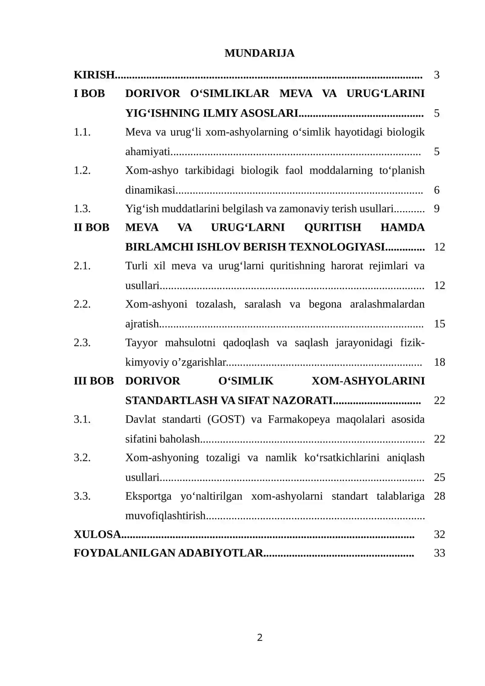 Dorivor oʻsimlik meva va urugʻlari xom-ashyolarini tayyorlash usullari va standart xolatga keltirish 2