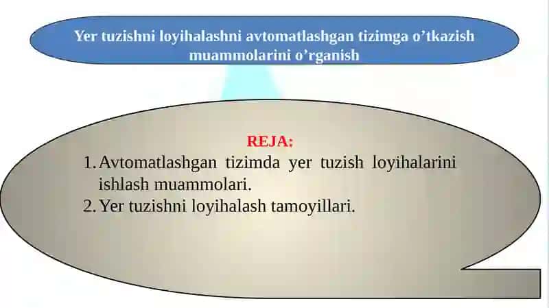 Yer tuzishni loyihalashni avtomatlashgan tizimga o’tkazish muammolarini o’rganish 2