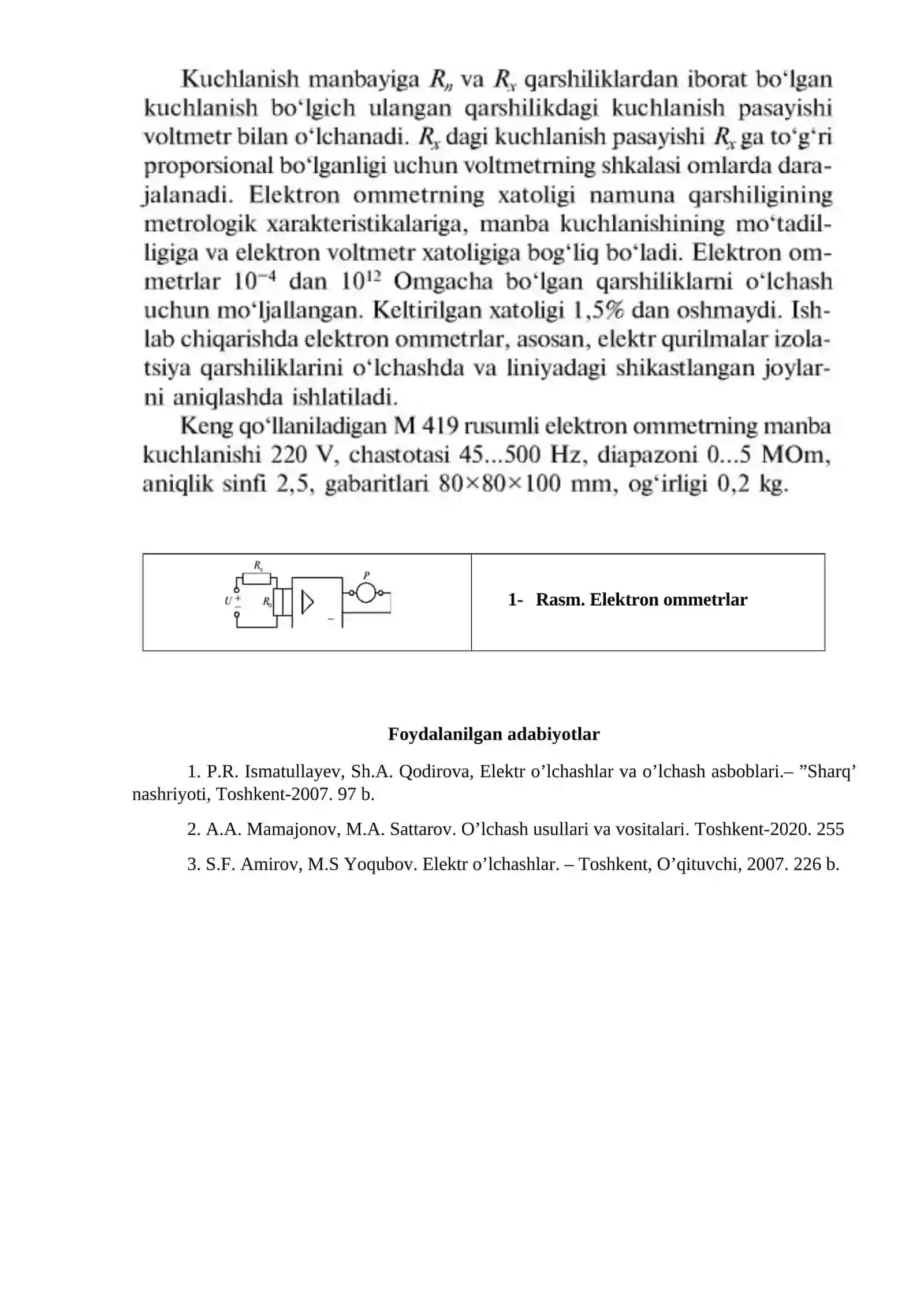 Elektron o‘lchash asboblarining umumiy xususiyatlari va qismlari 2