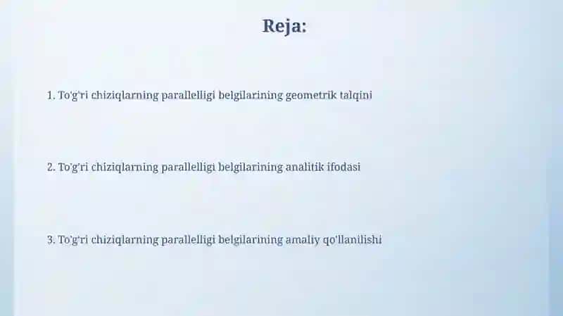 Tòģri chiziqlarning parallelik alomatlari 2