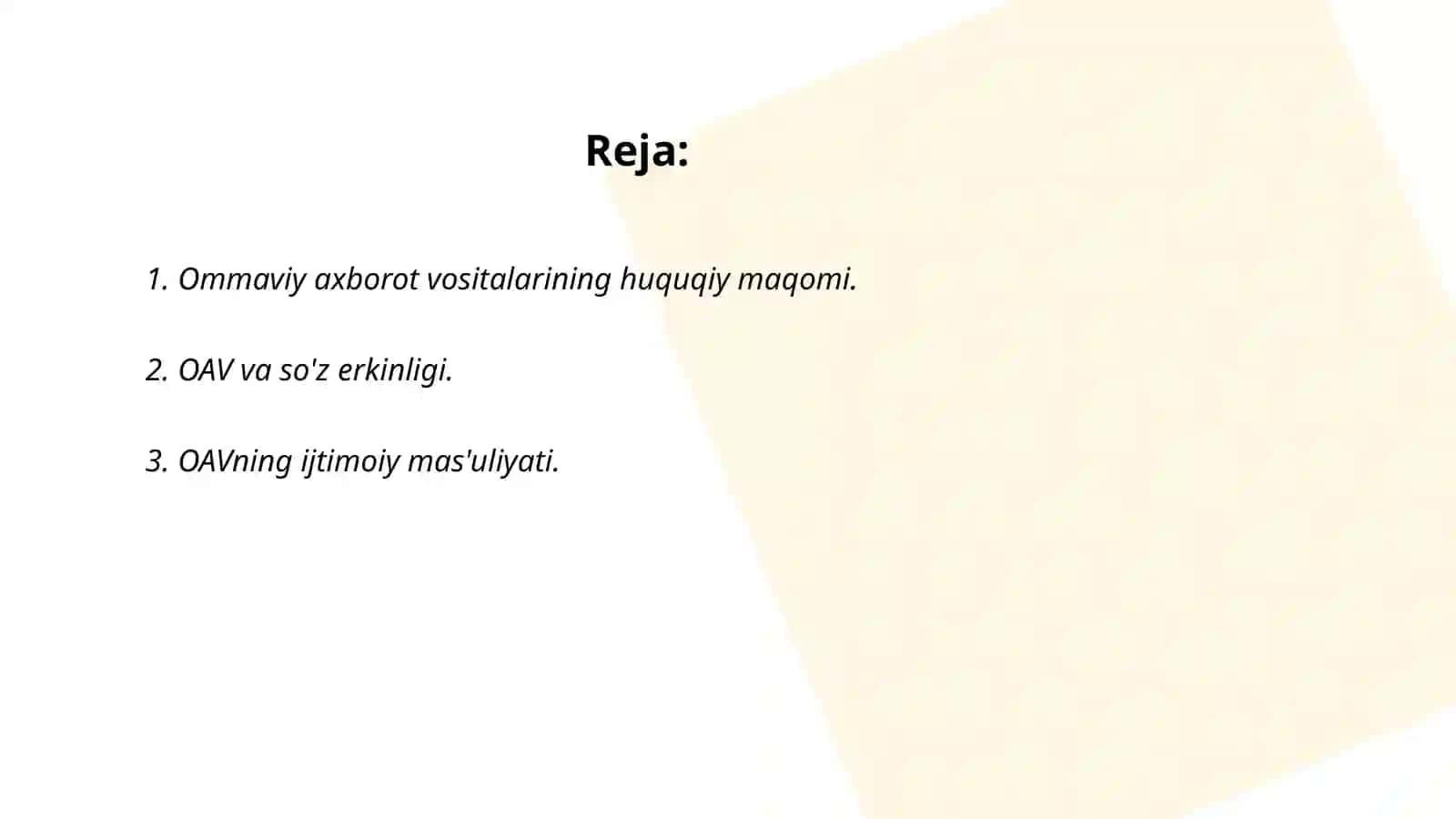 Ommaviy axborot vositalarining huquqiy maqomi 2