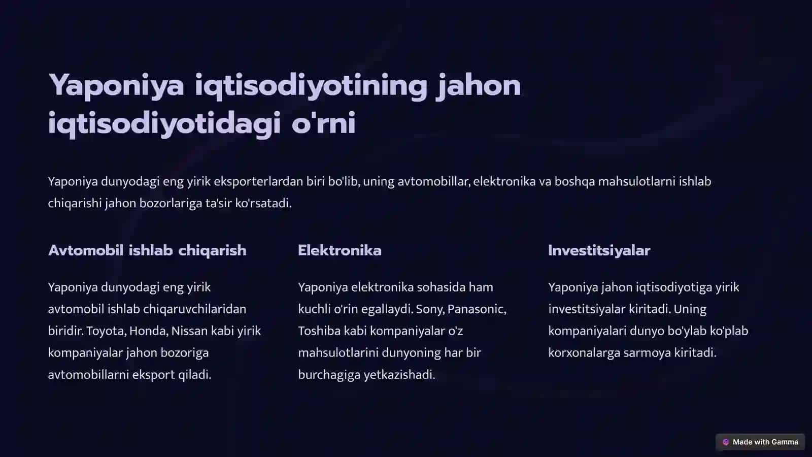 Yaponiya iqtisodiyotining rivojlanishi 2
