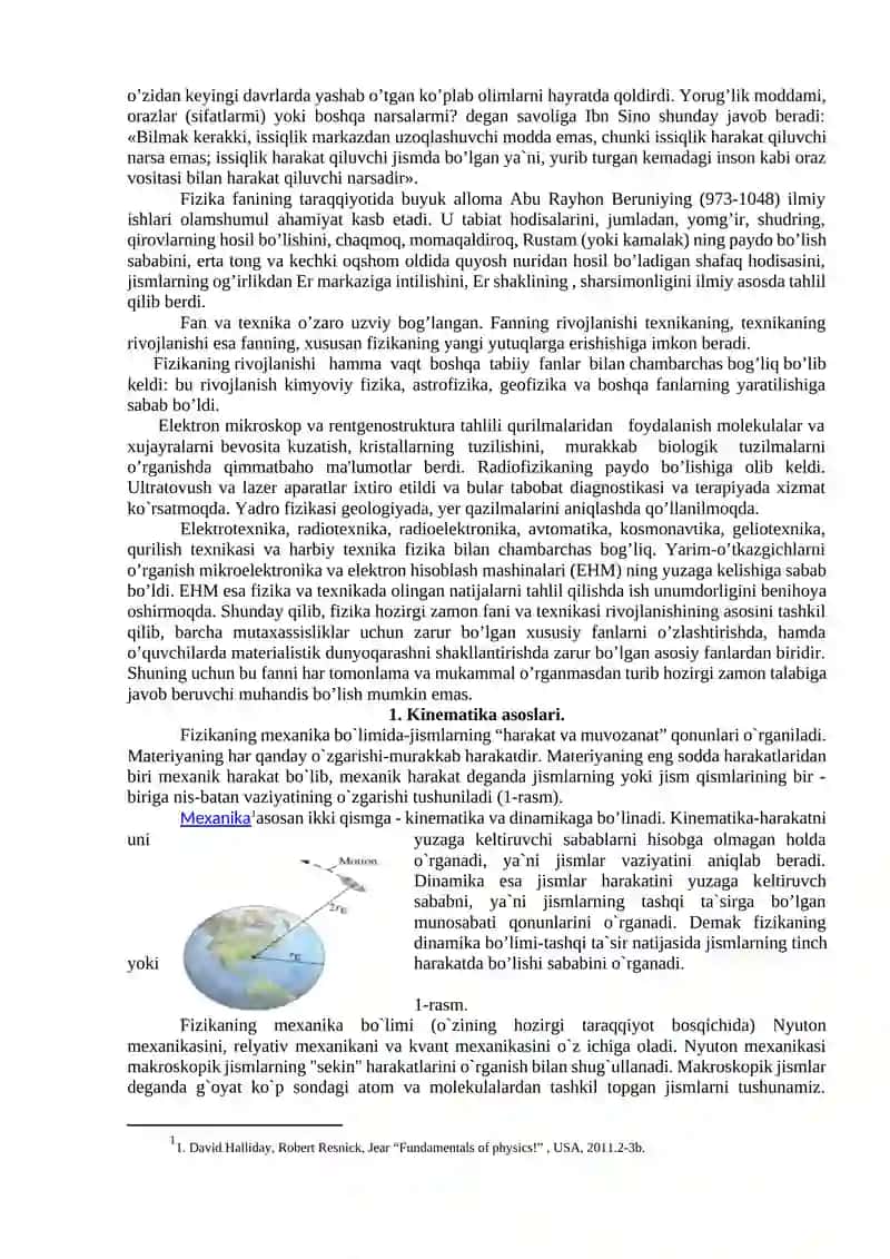 Mexanikaning fizik asoslari. Mexanikaviy tebranishlar va to’lqinlar. 2