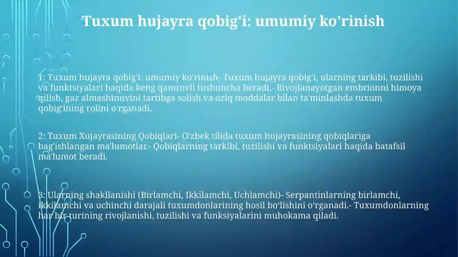 Tuxum Xujayrasining Qobiqlari, Ularning Shakllanishi (Birlamchi, Ikkilamchi, Uchlamchi) Mavzusiga Oid Adabiyotlarni Oqish Va MaruzaTayyorlash 2