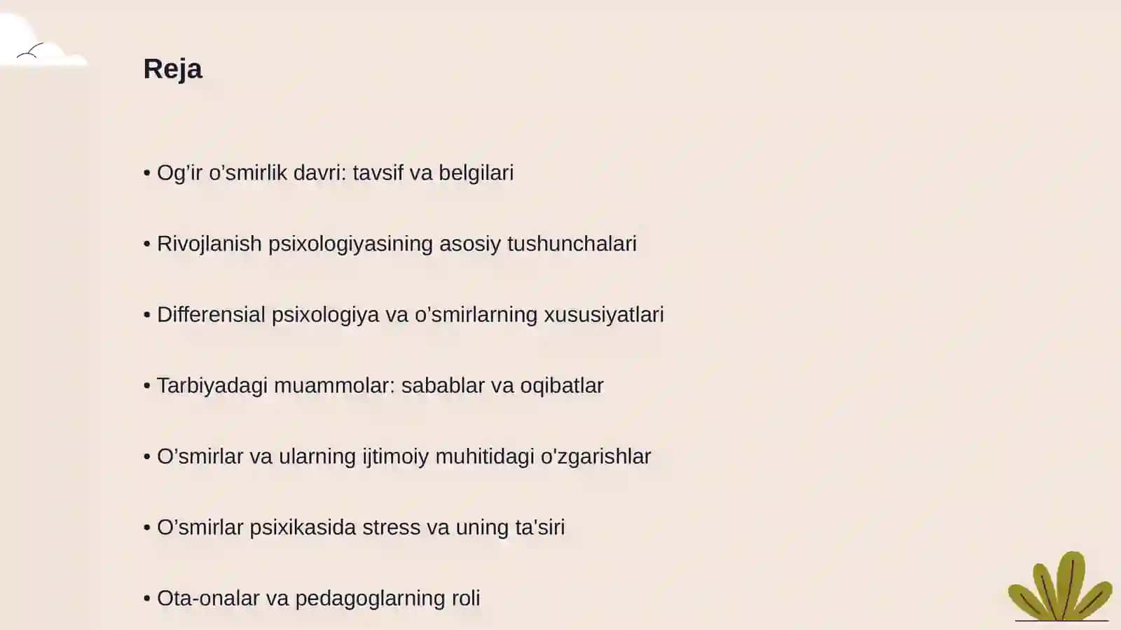Og’ir o’smirlar Rivojlanish psixologiyasi va diffеrеnsial psixologiya 2