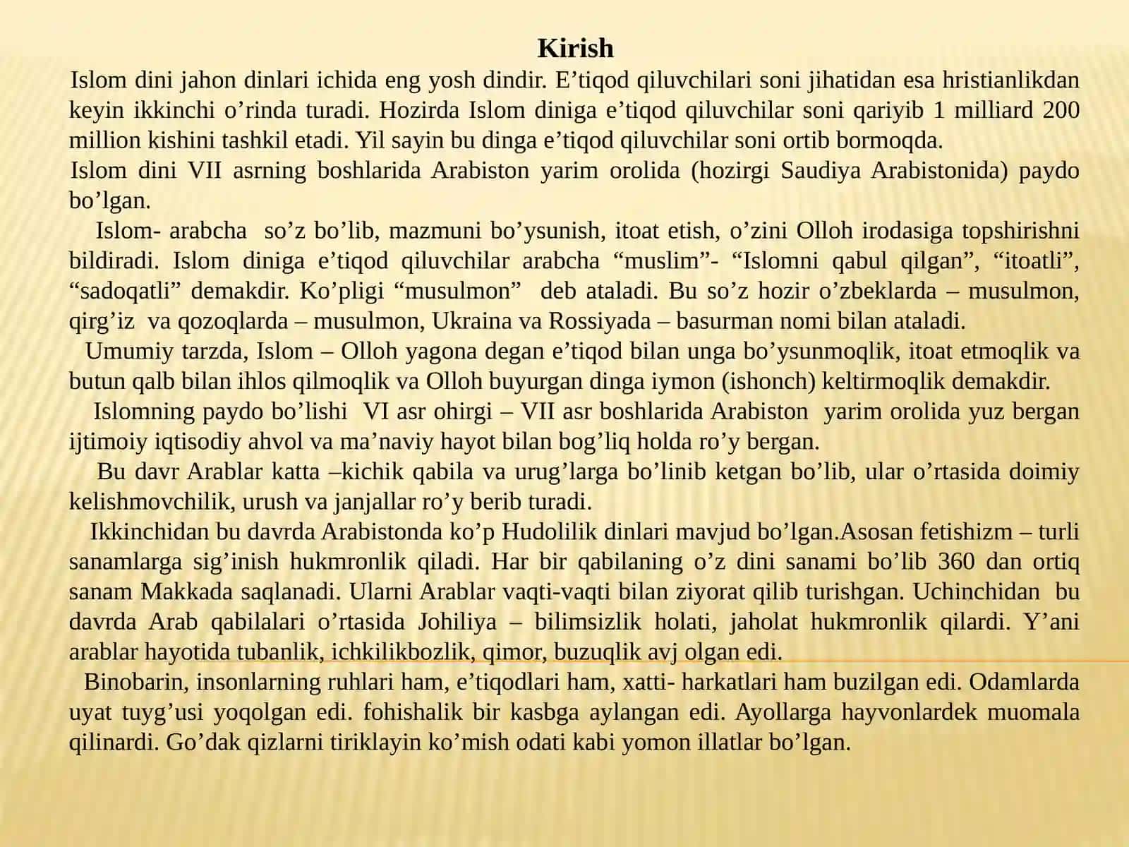 Markaziy Osiyo gaislomning kirib kelishi va ijtimoiy-ma'naviy tarbiyadagi o'zgarishlar 2