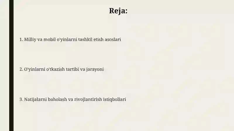 Milliy va harakatli o'yinlarni tashkil qilish va o'tkazish 2