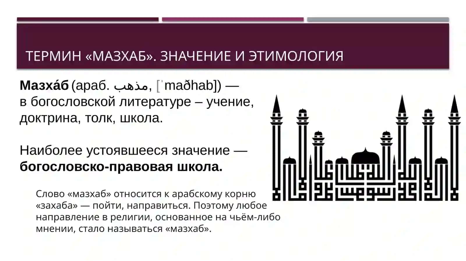 Религиозно-правовые школы в Исламе –мазхабы(ханафиты,ханбалиты,шафииты,маликиты;имамиты) 2