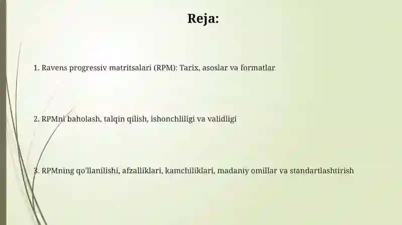 Raven Progressiv Matritsalari (RPM) Metodikasi 2