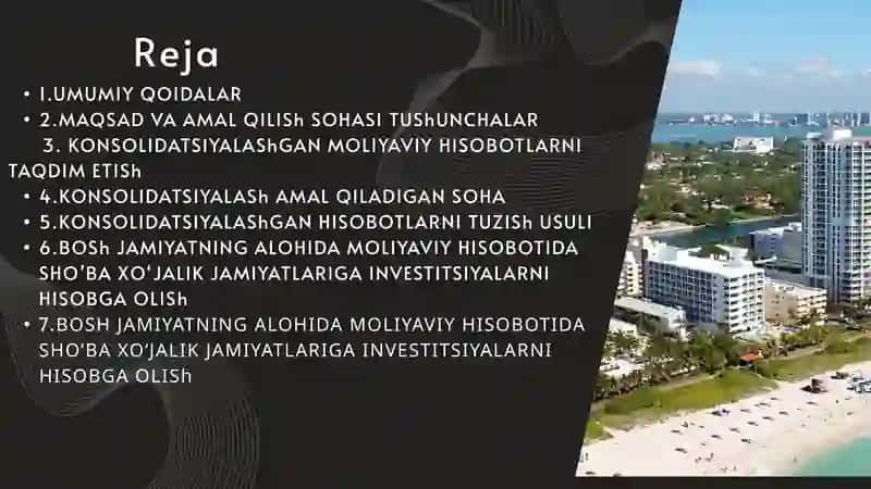 SHO’BA XO‘JALIK JAMIYATLARIGA SARMOYALARNI HISOBGA OLISH VA KONSOLIDATSIYALASHGAN MOLIYAVIY HISOBOTLAR 2