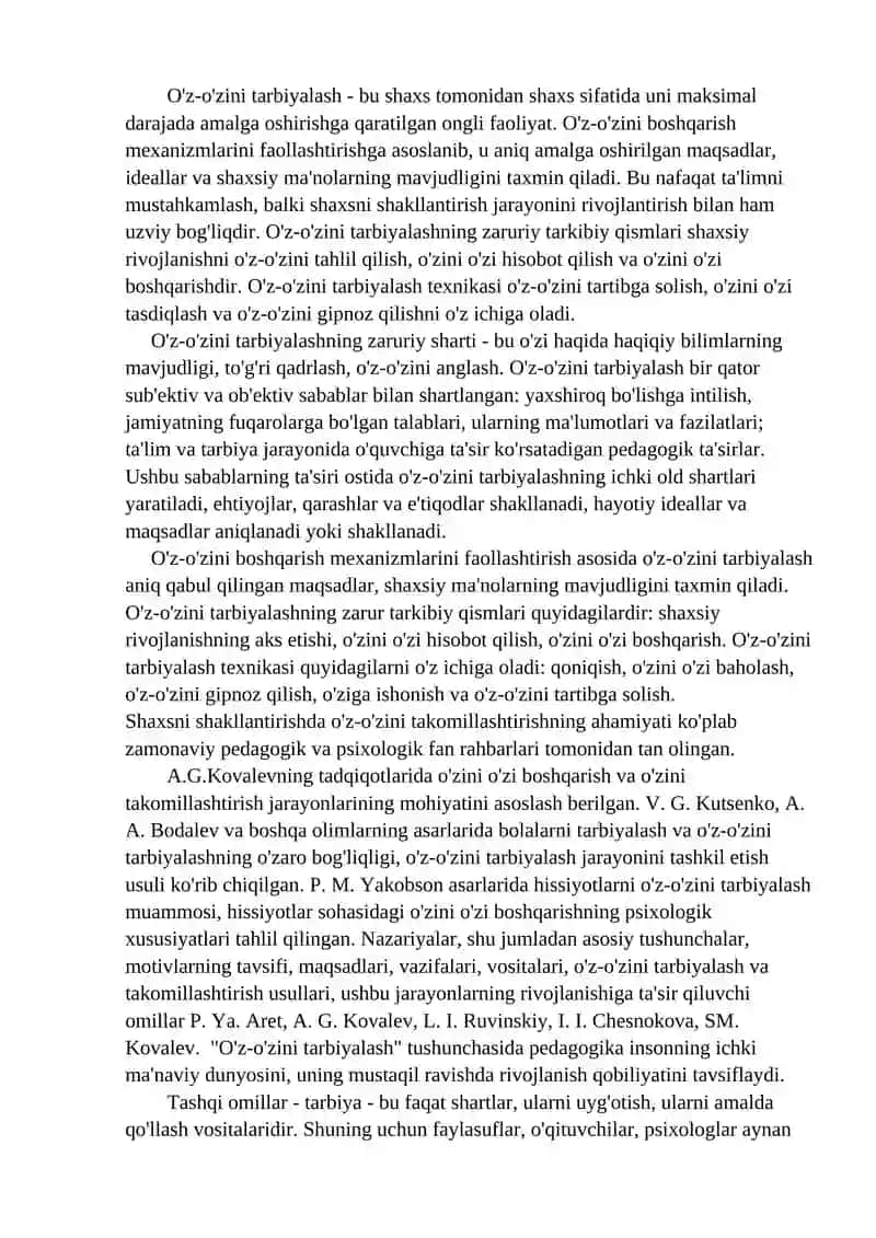 Professional va shaxsiy o'zini o'zi belgilash, shakllanishida o'z o'zini takomillashtirish 2