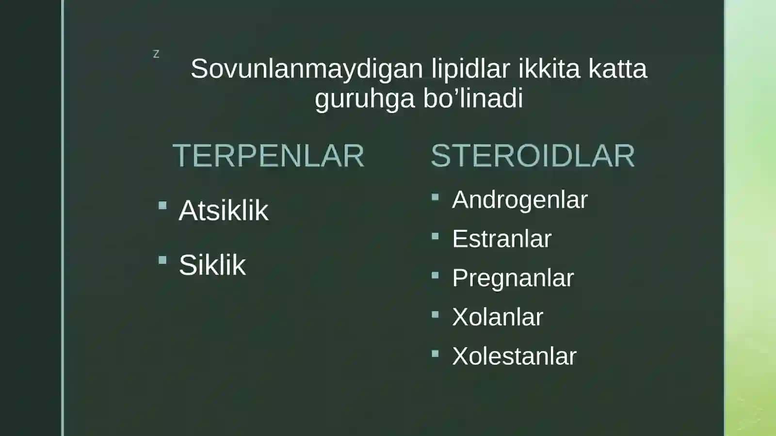 Sovunlanmaydigan Lipidlar 2