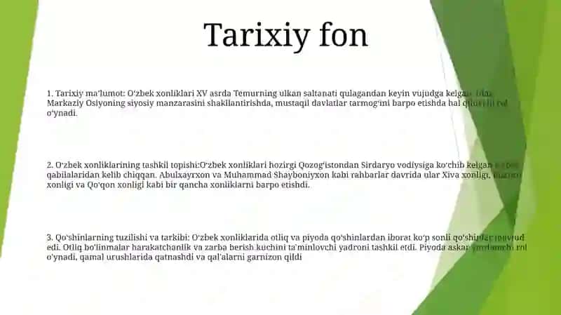 O'Zbek Xonliklarining Tashkil Etilishi Va Ulardagi Qo'Shinlarning Tuzilishi Va Tarkibi 2