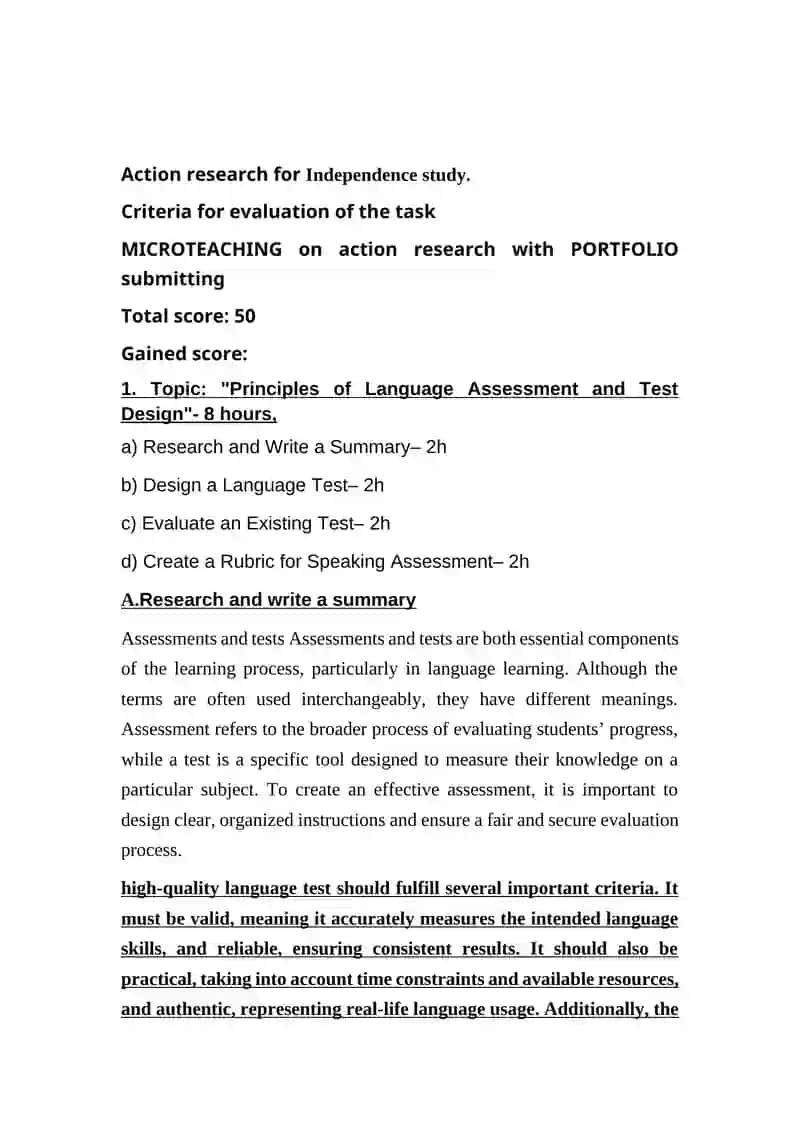 Principles of Language Assessment and Test Design 2