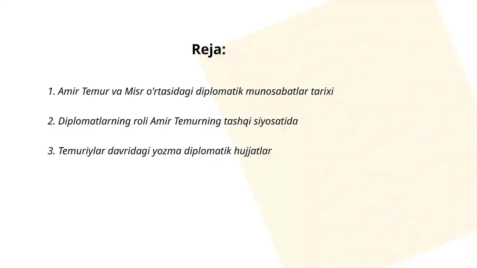 Amir Temur davlati va Misr o'rtasidagi diplomatik yozishmalar 2