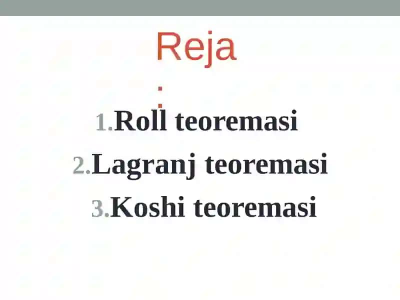 Differensial hisobning asosiy teoremalari 2