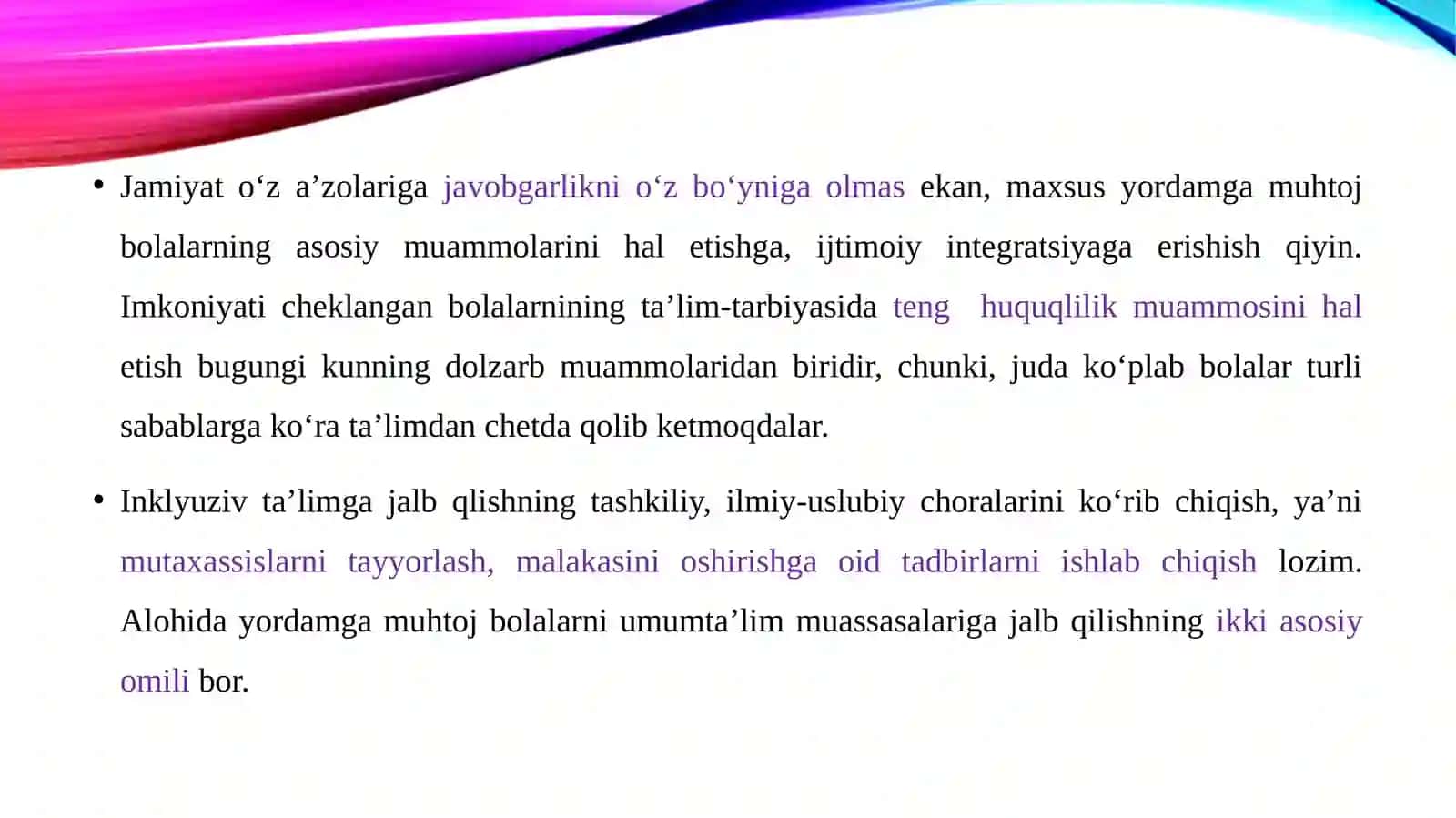 INKLYUZIV TA’LIMNING USLUBIY ASOSLARI 2