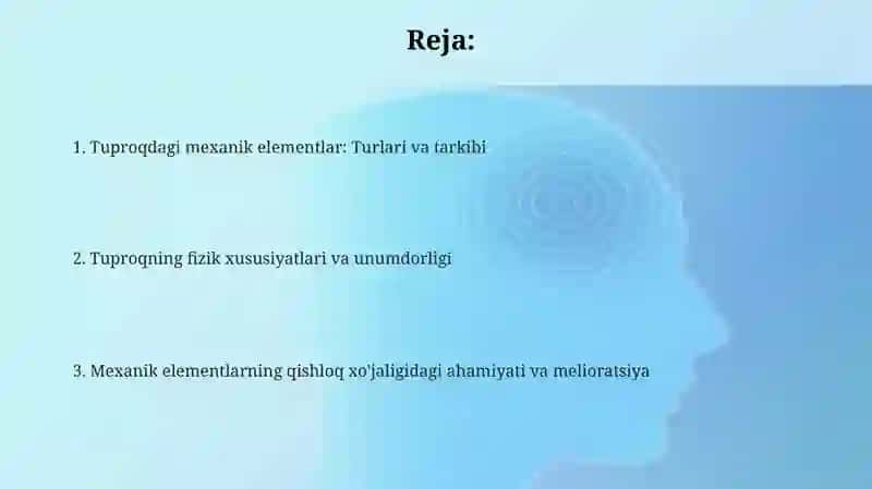 Tuproqdagi mexanik elementlar ularning kimyoviy tarkibi va fizik xossalari 2