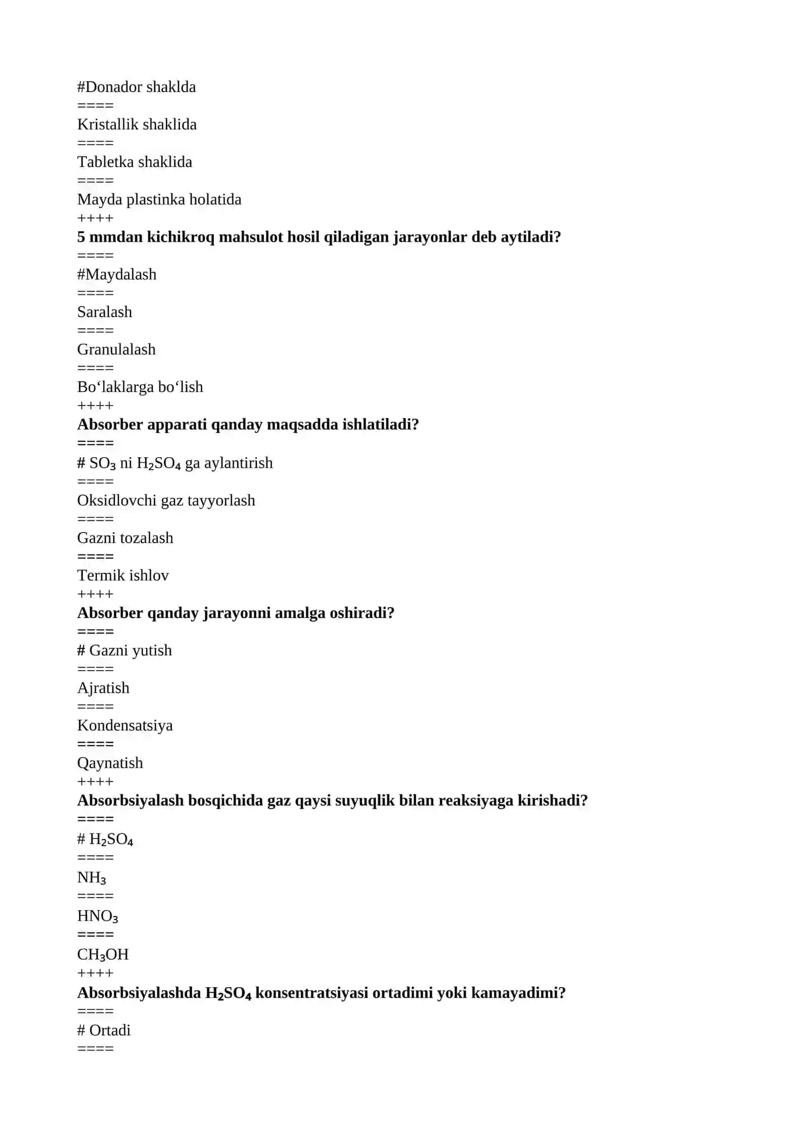 Korxona Jihoz fanidan test 2