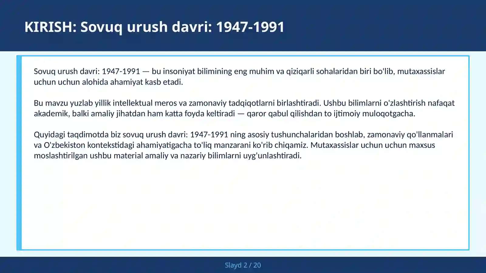 Sovuq urush davri: 1947-1991 2