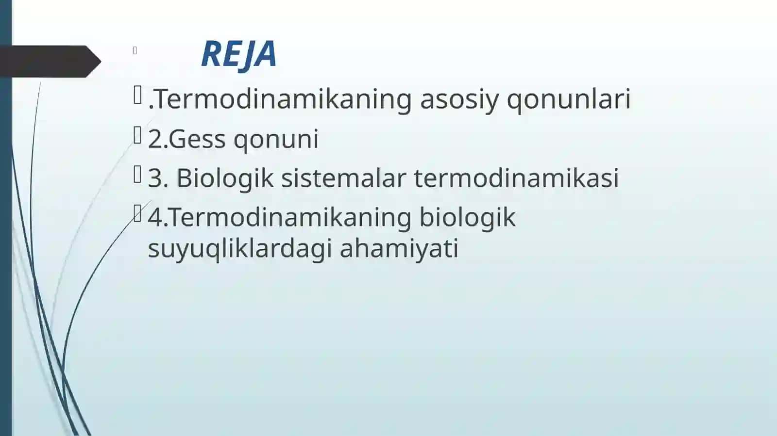 Kimyoviy termodinamikaning biologik suyuqliklardagi ahamiyati 2