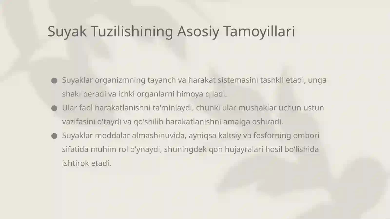 Organizmda Suyaklarning Tuzilishi va Funksiyalari 2