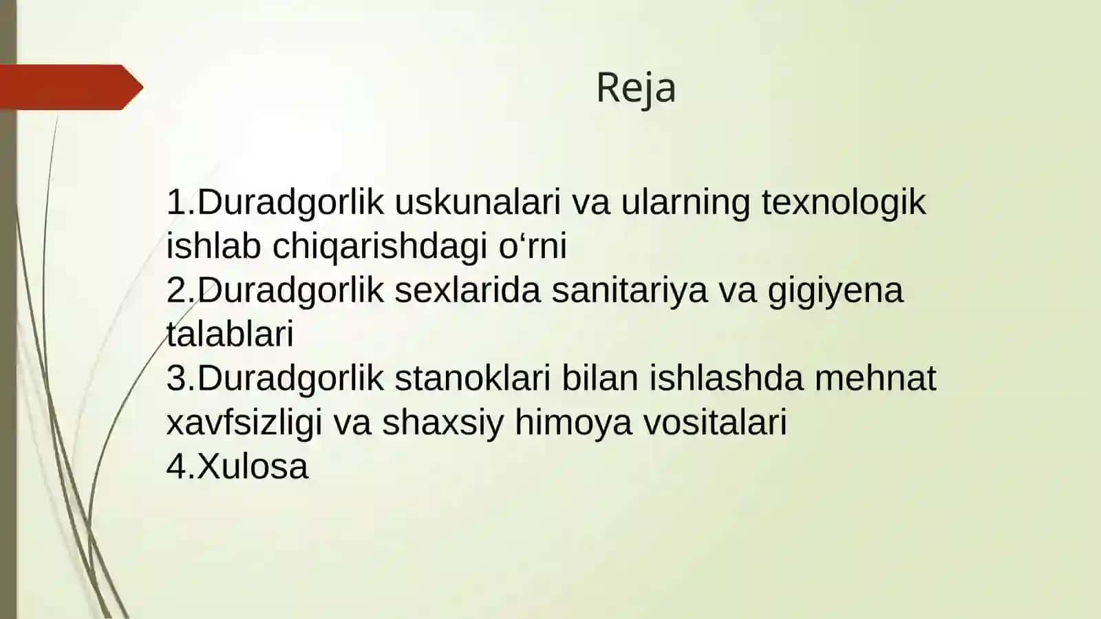 Duradgorlikuskunasining texnologik ishlab chiqarishni qayta ishlash sanitariyasi va ggiyenasi 2